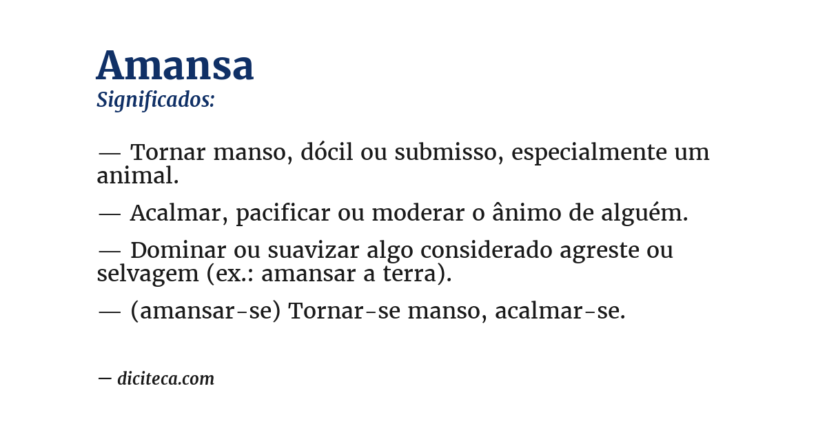 Significado de amansa