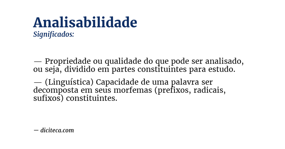 Significado de analisabilidade