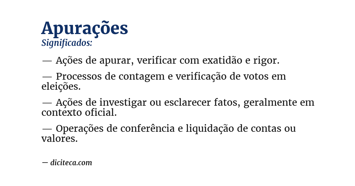 Significado de apurações