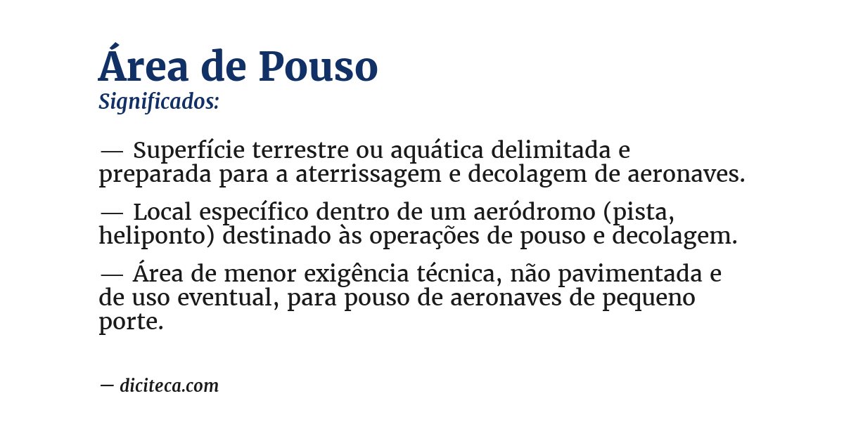 Significado de área de pouso