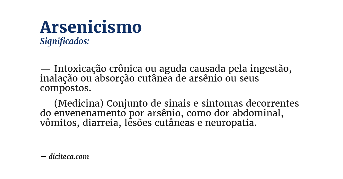 Significado de arsenicismo
