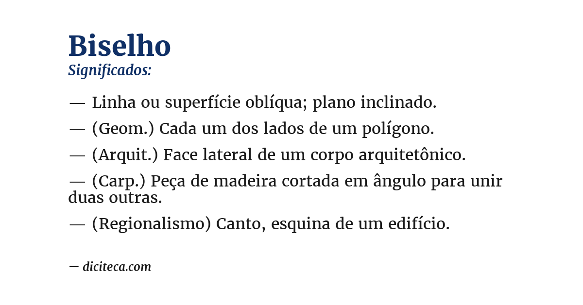 Significado de biselho