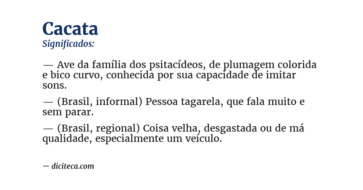 Significado de cacata