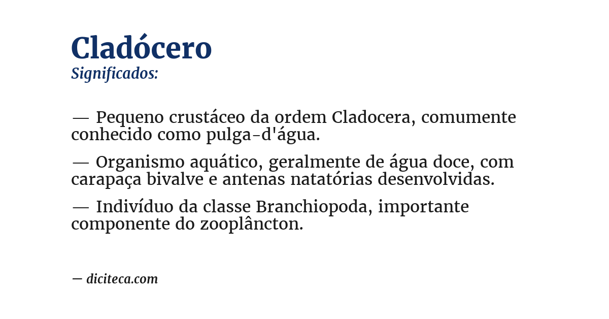 Significado de cladócero