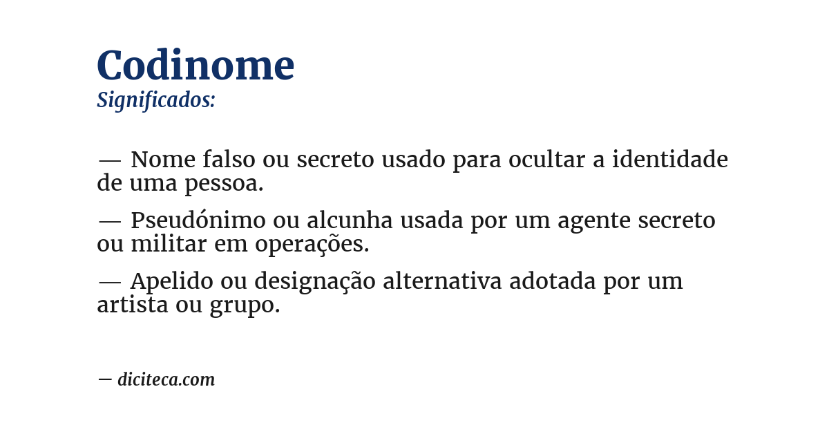 Significado de codinome