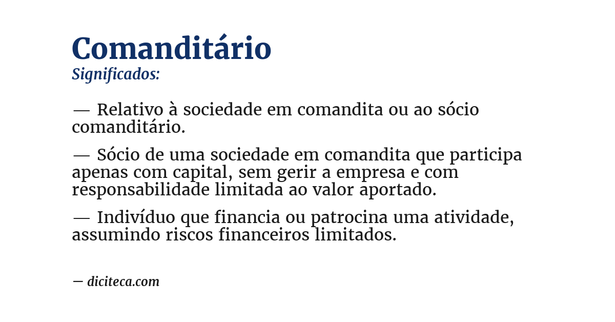 Significado de comanditário