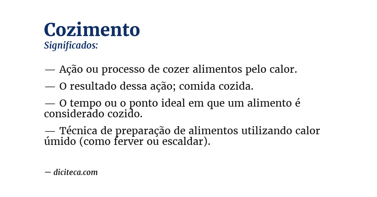 Significado de cozimento