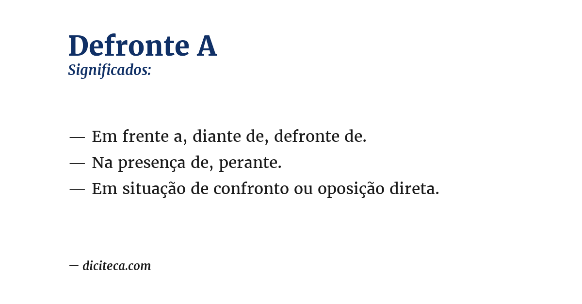 Significado de defronte a