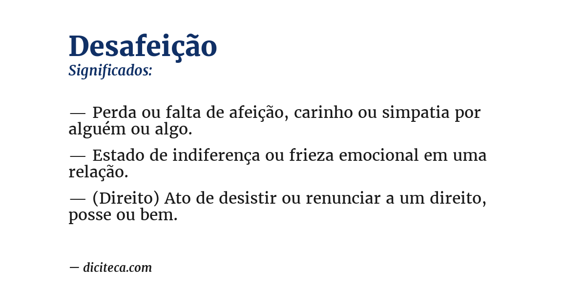 Significado de desafeição