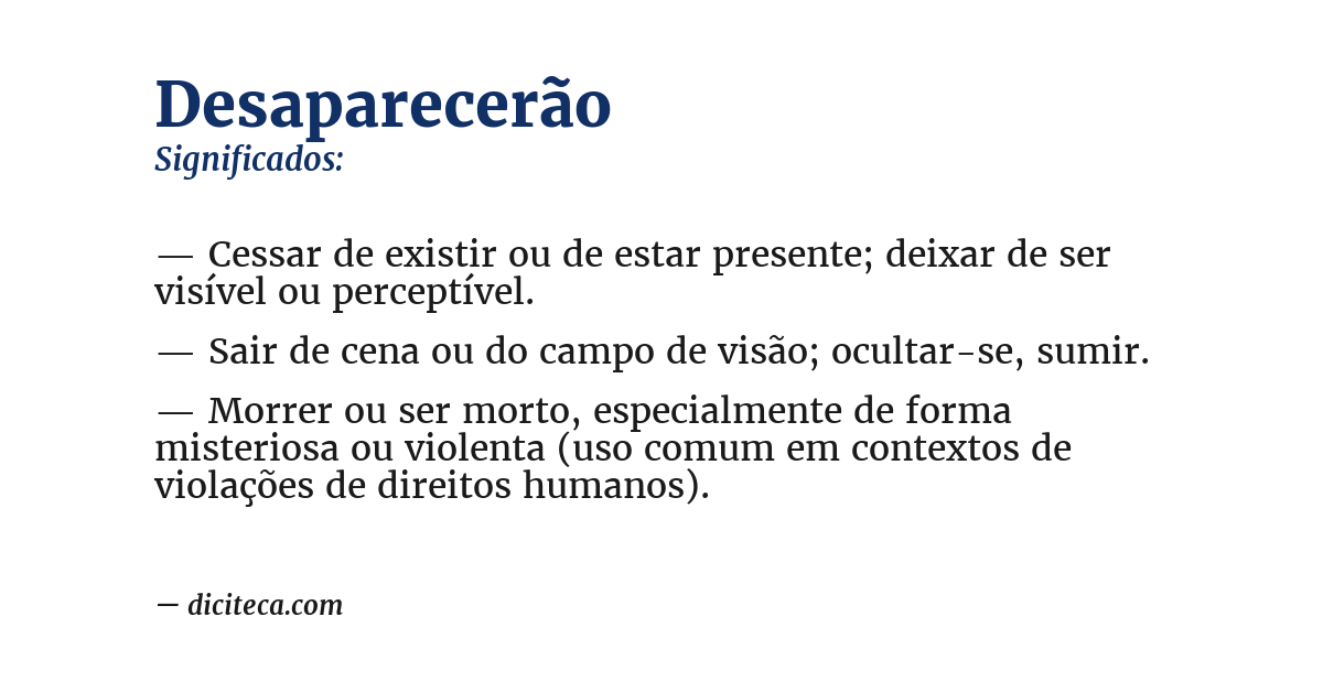 Significado de desaparecerão
