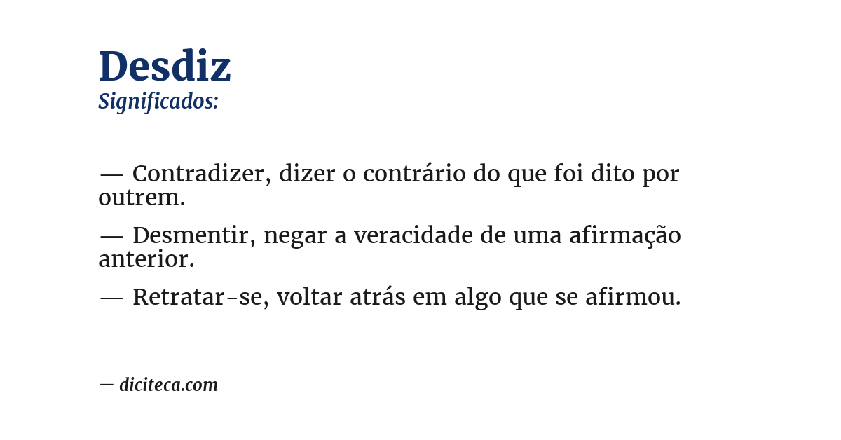 Significado de desdiz