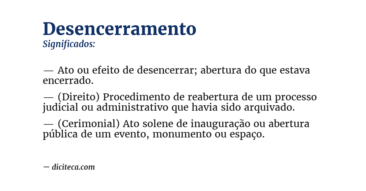 Significado de desencerramento