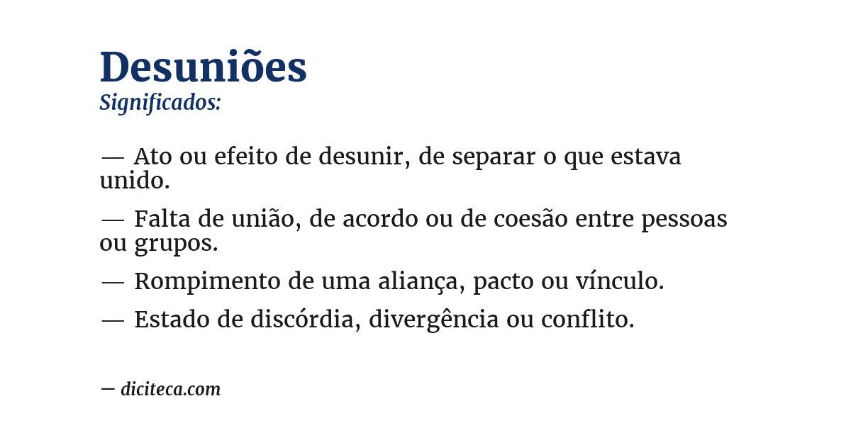 Significado de desuniões