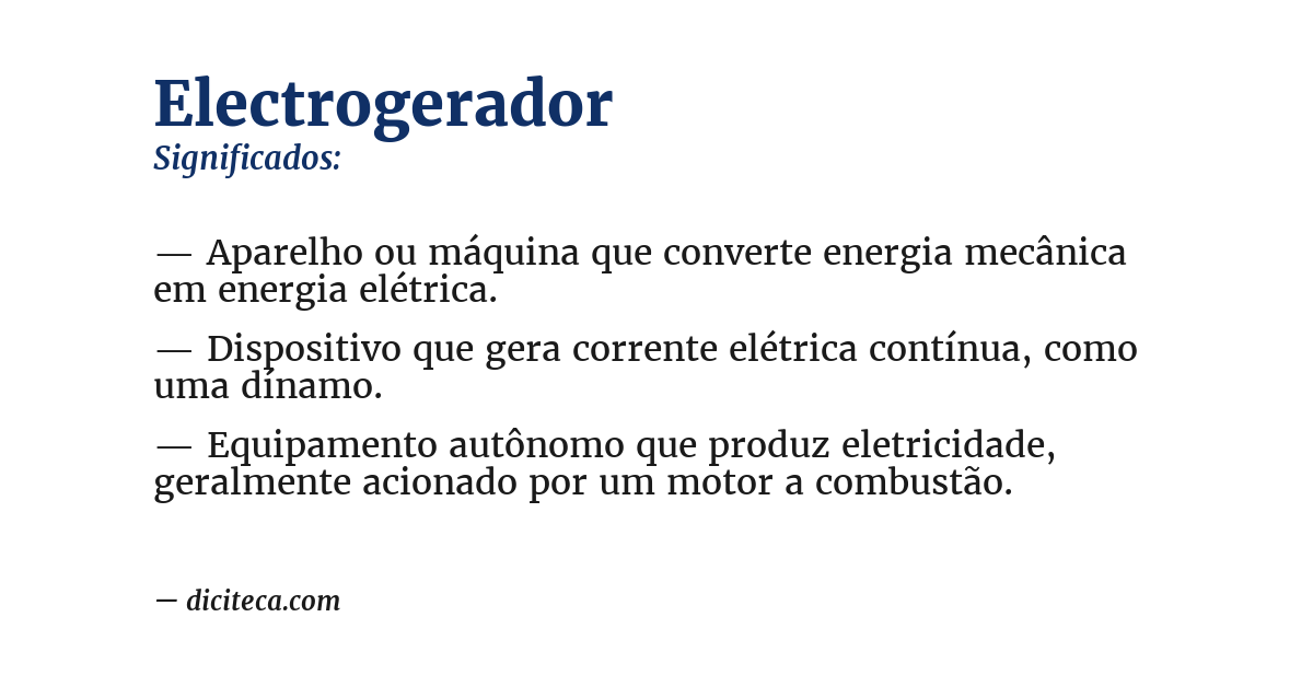 Significado de electrogerador