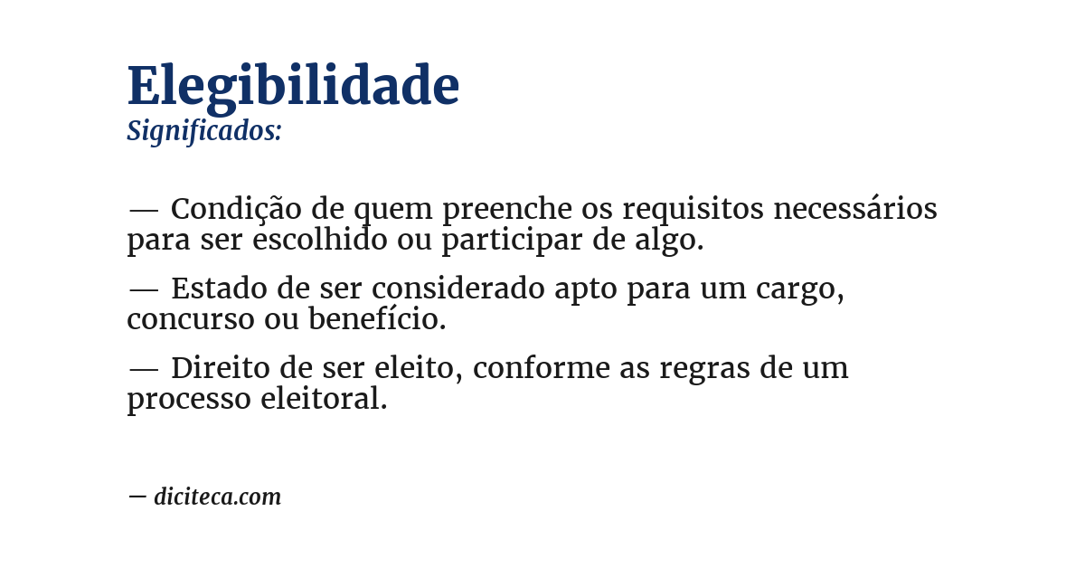 Significado de elegibilidade