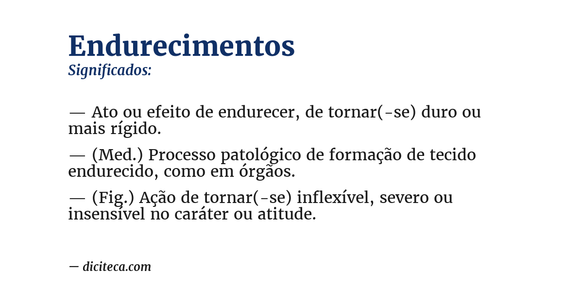 Significado de endurecimentos