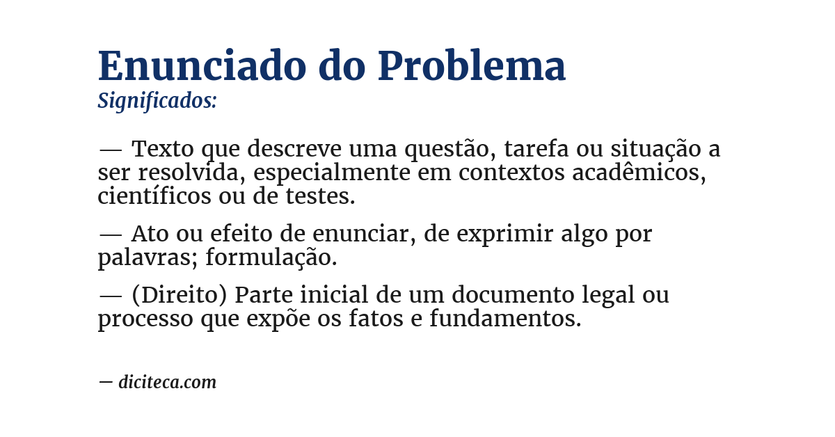 Significado de enunciado do problema