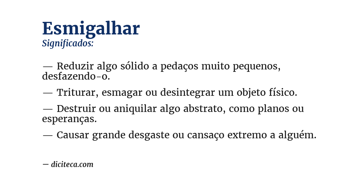 Significado de esmigalhar
