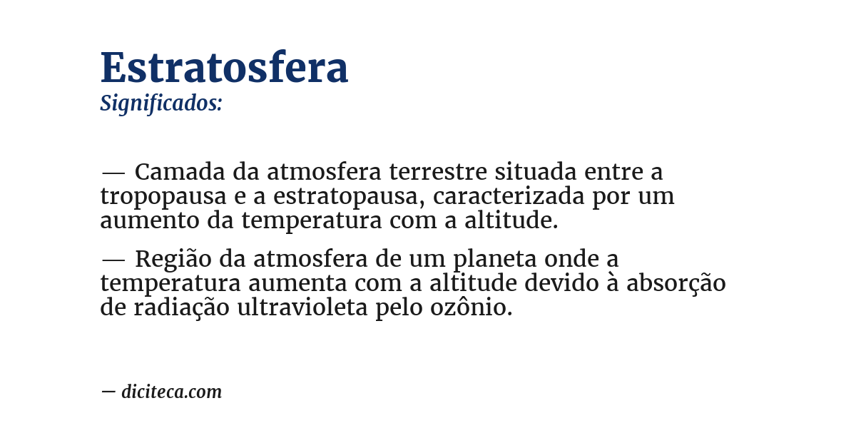 Significado de estratosfera