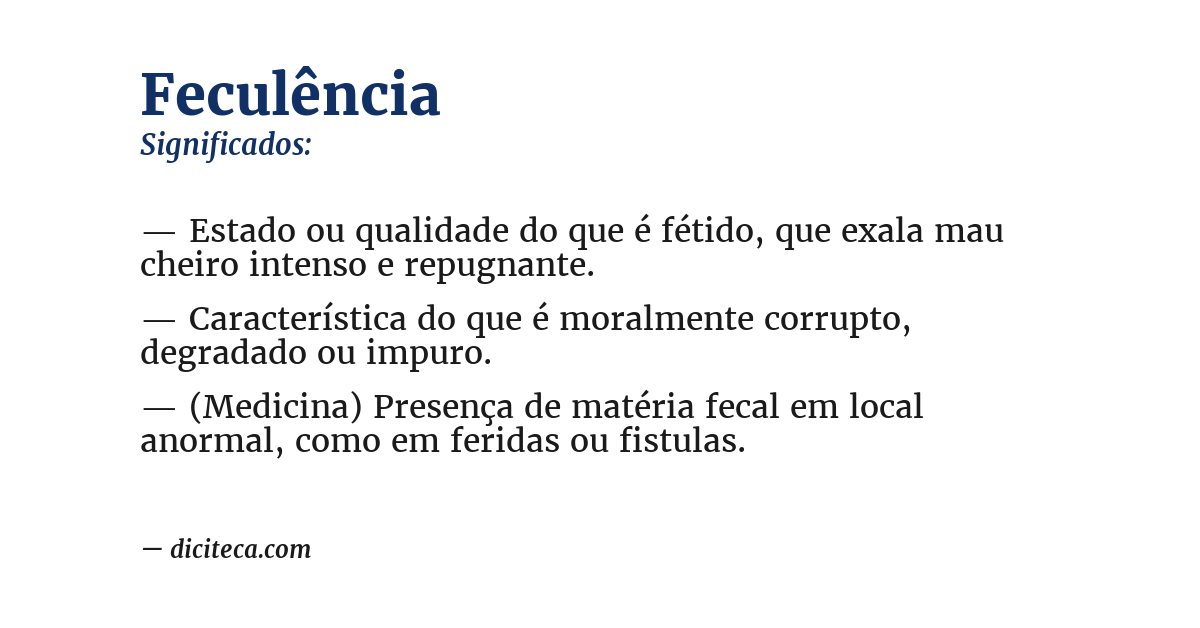 Significado de feculência