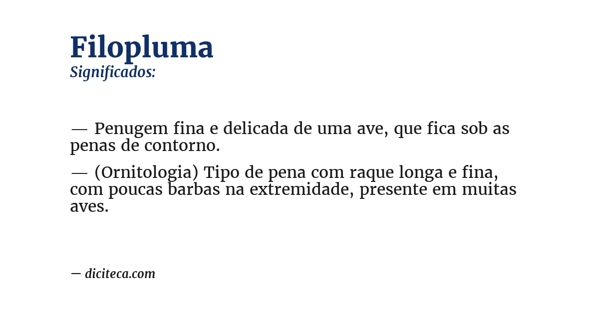 Significado de filopluma