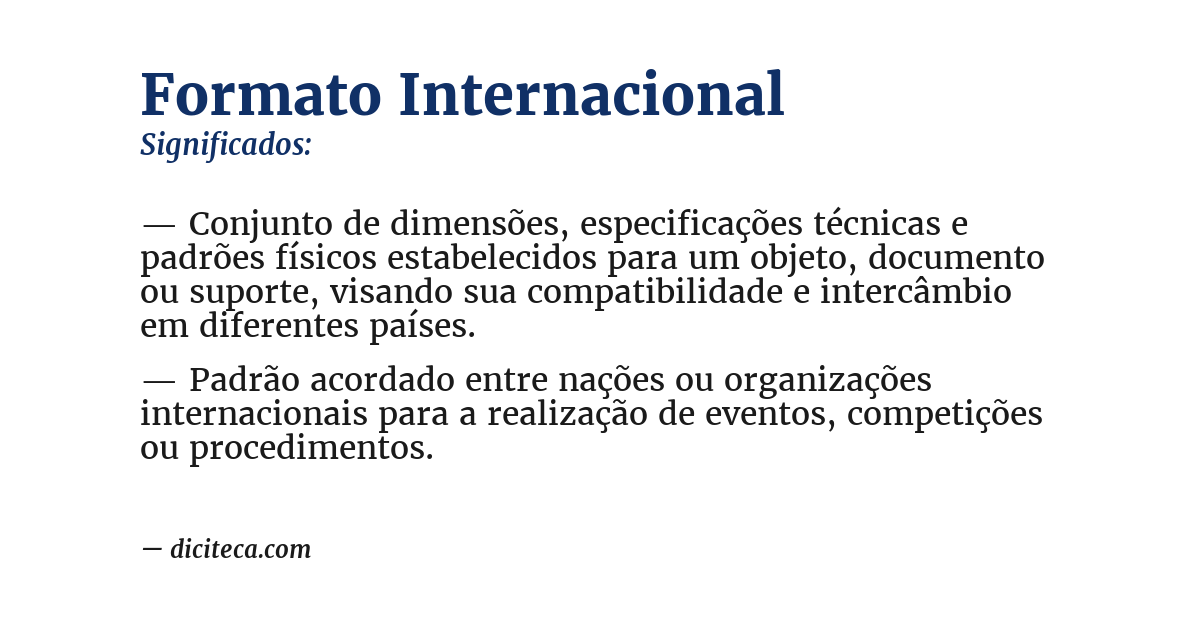 Significado de formato internacional