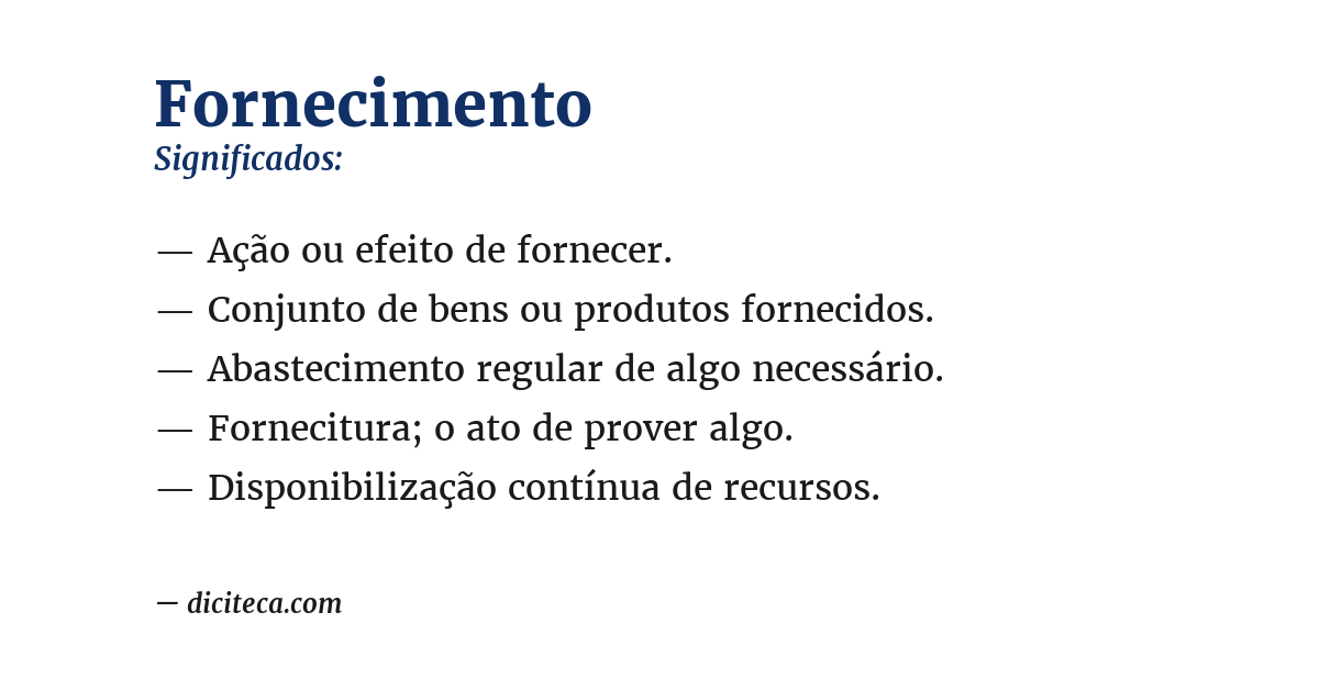 Significado de fornecimento