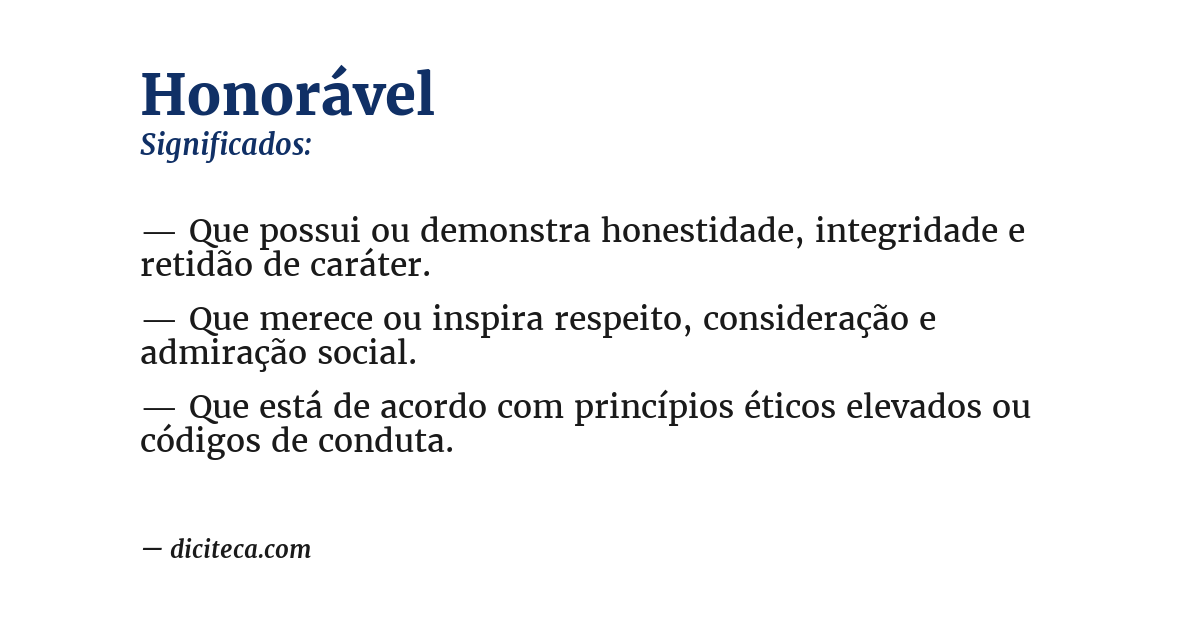 Significado de honorável