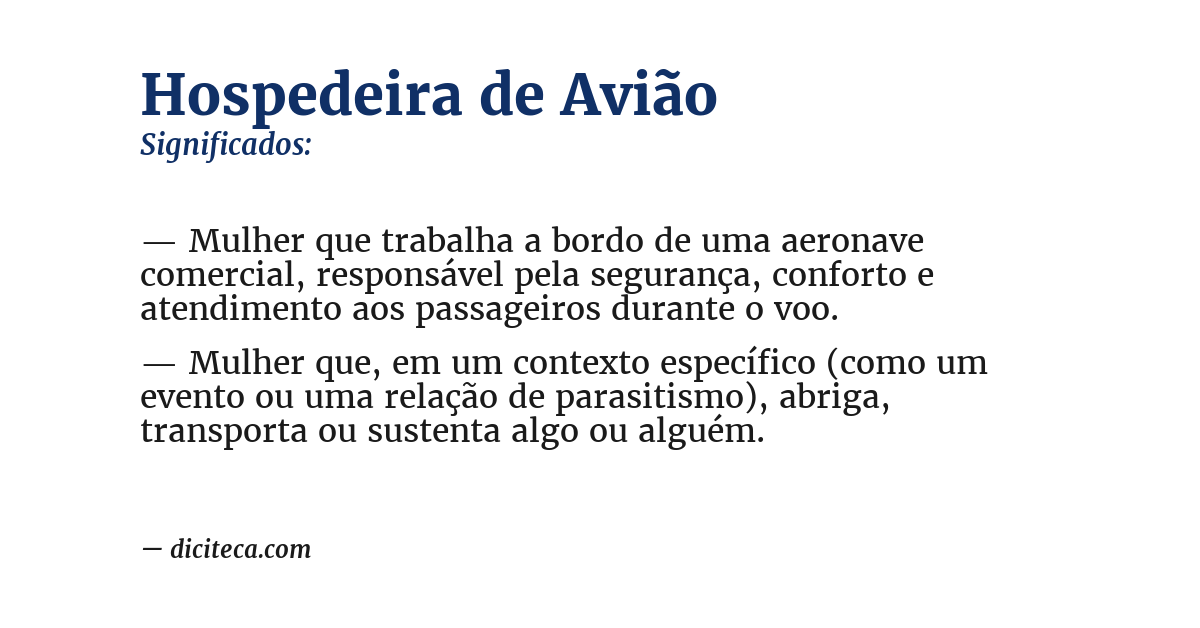 Significado de hospedeira de avião