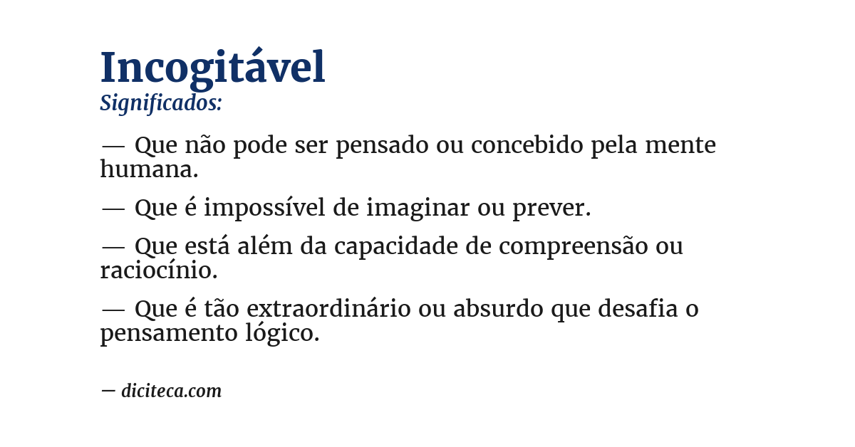 Significado de incogitável