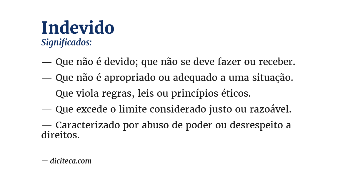Significado de indevido