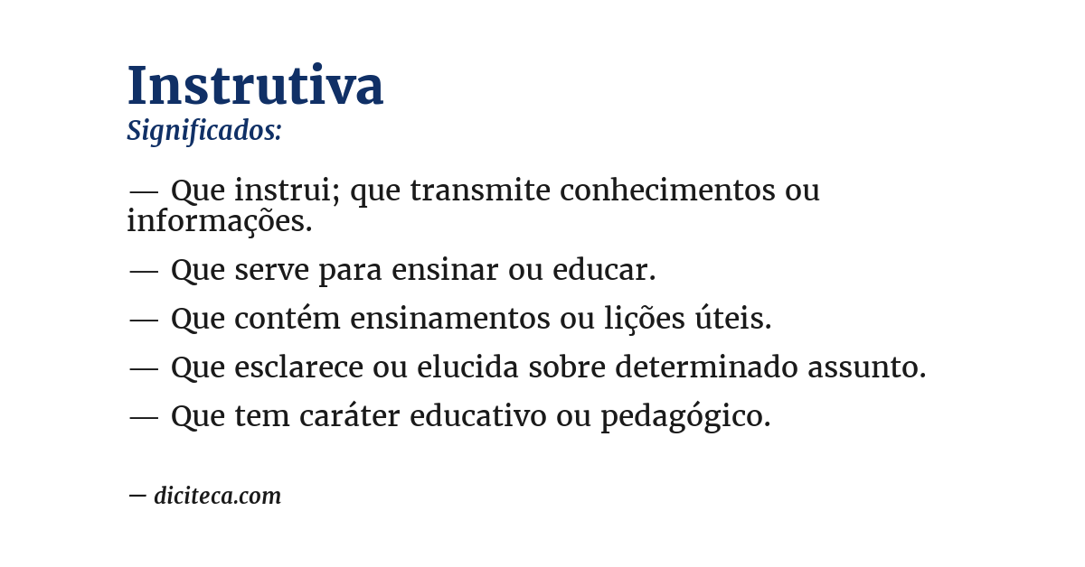 Significado de instrutiva