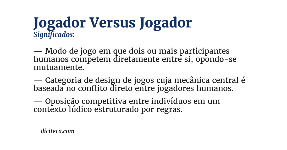 Significado de jogador versus jogador
