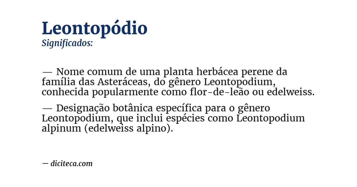Significado de leontopódio