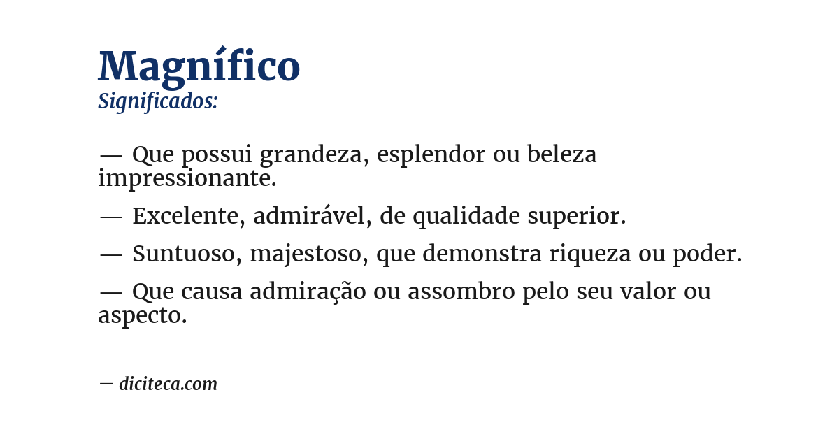 Significado de magnífico