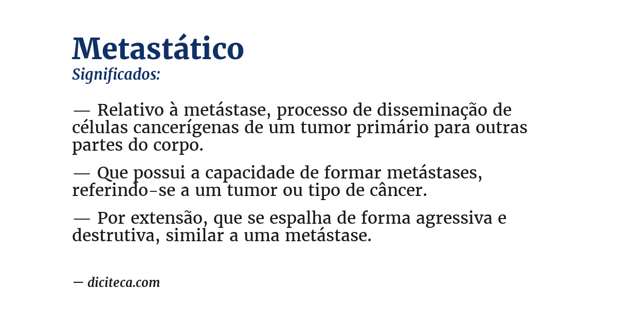 Significado de metastático