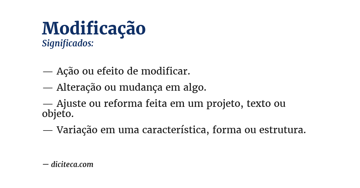 Significado de modificação