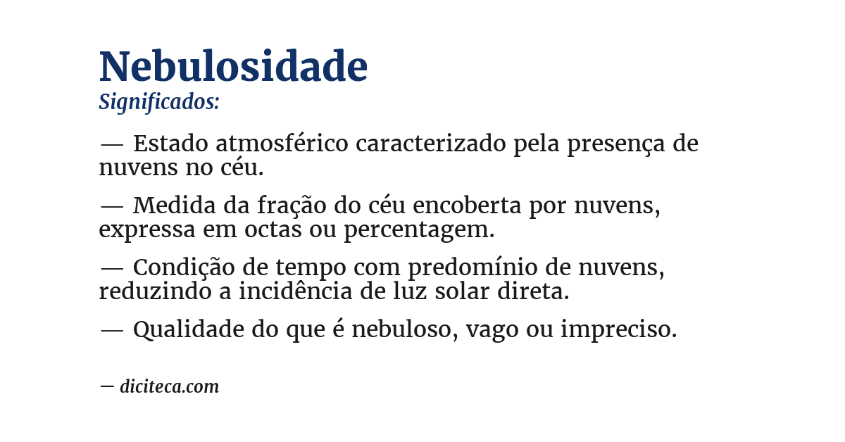 Significado de nebulosidade