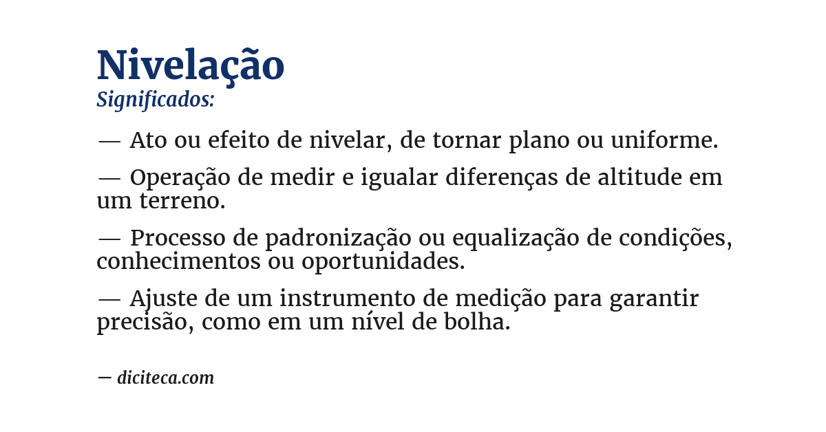 Significado de nivelação