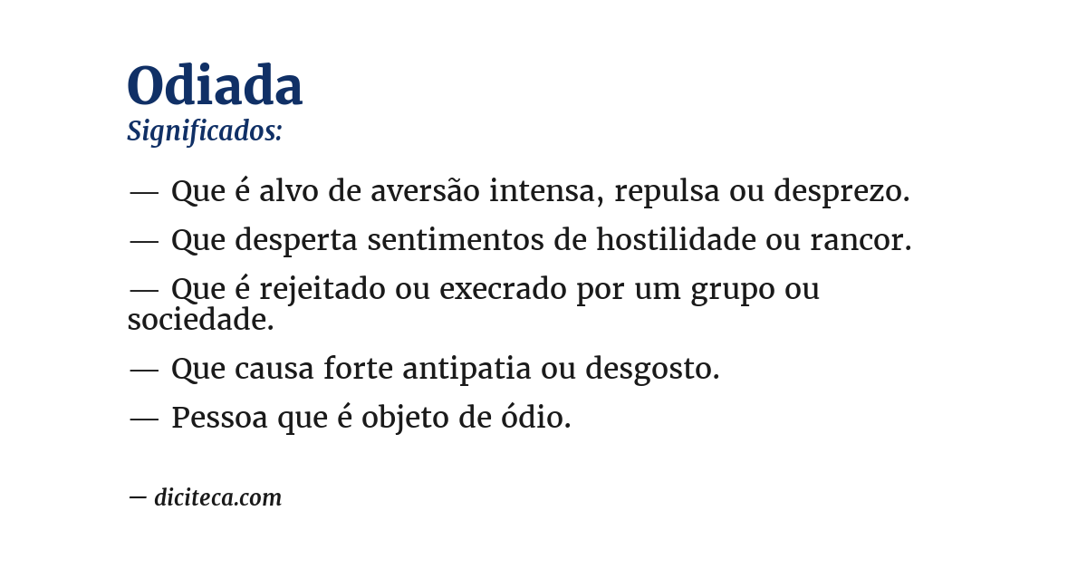 Significado de odiada