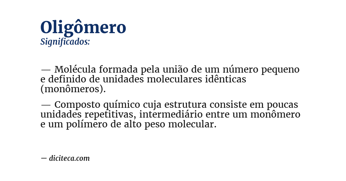 Significado de oligômero