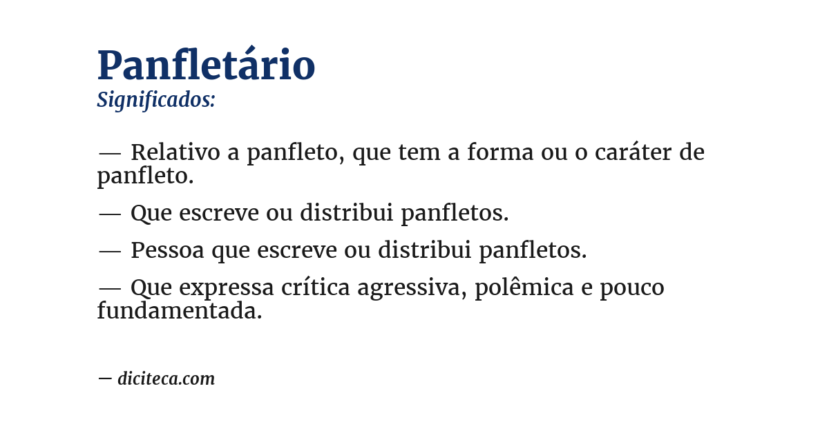 Significado de panfletário