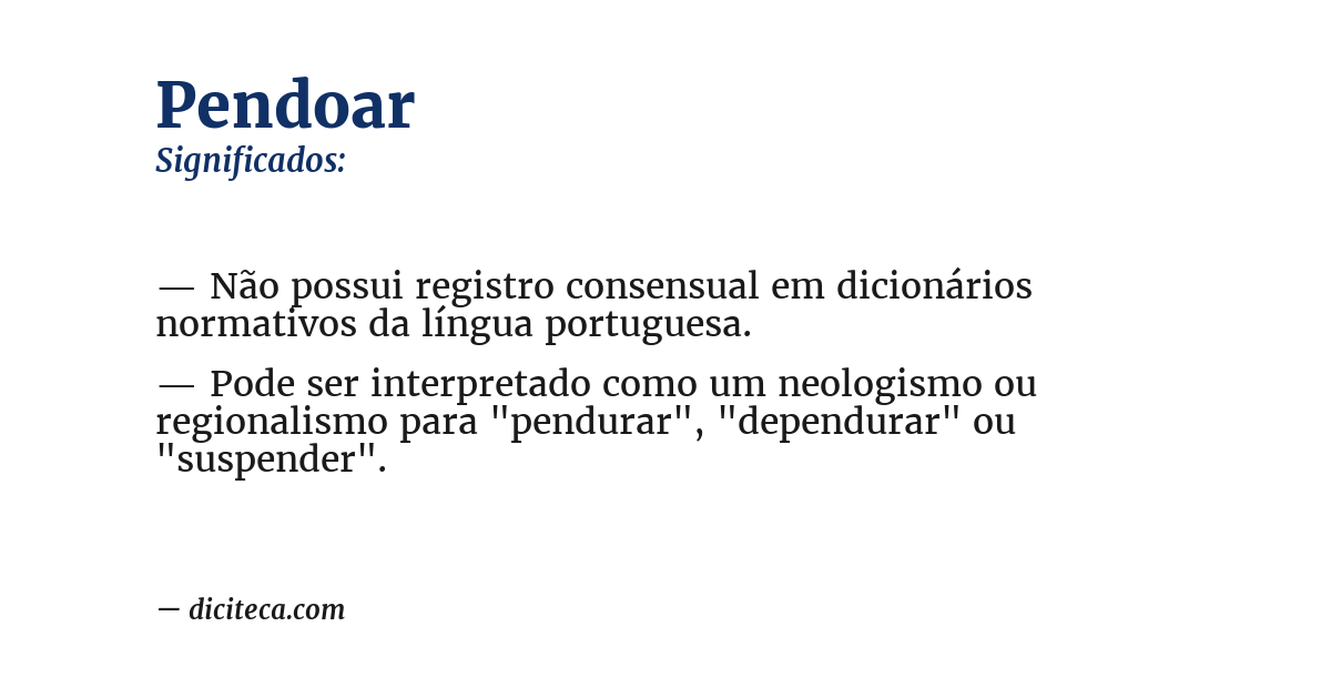 Significado de pendoar