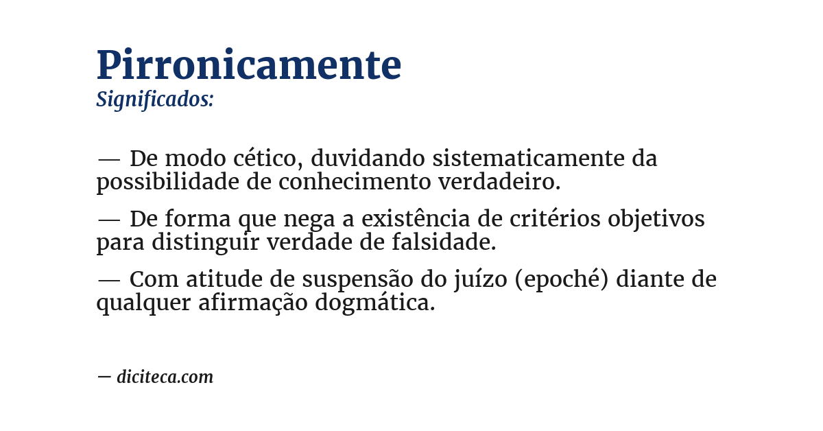 Significado de pirronicamente