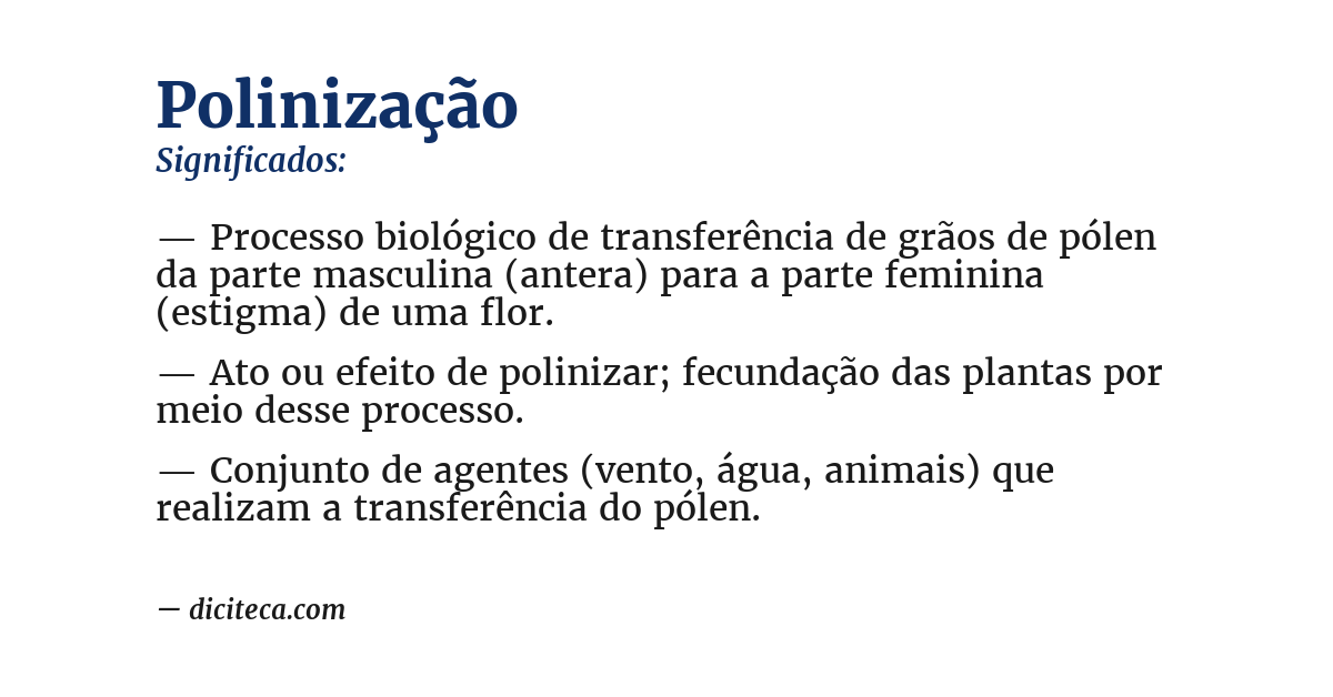 Significado de polinização