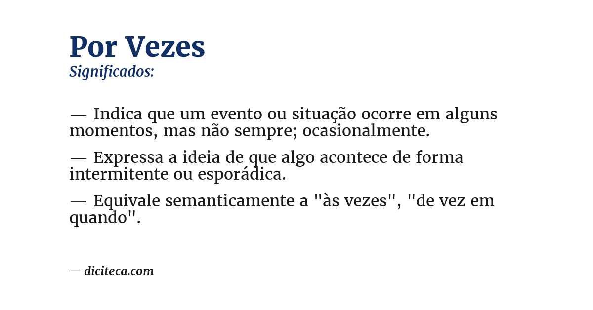 Significado de por vezes