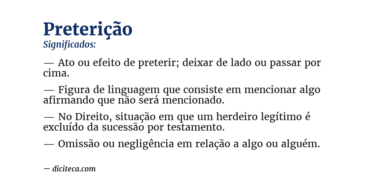 Significado de preterição