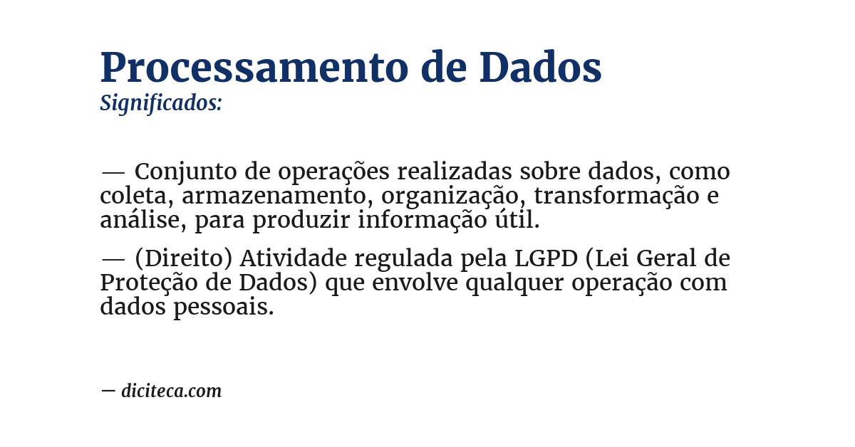 Significado de processamento de dados