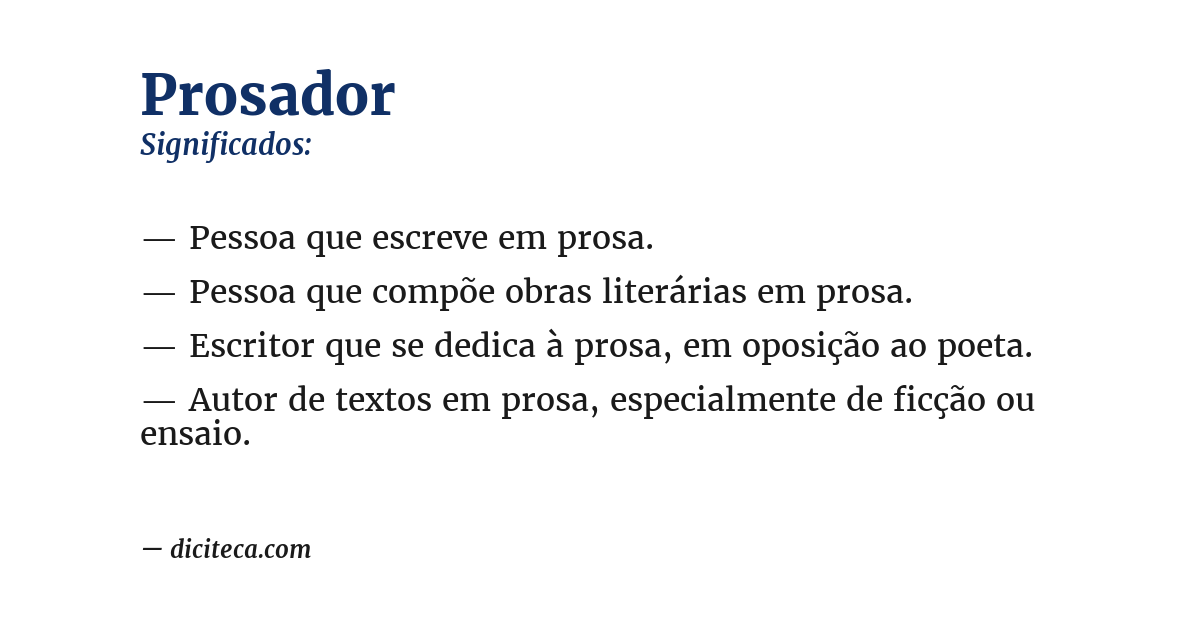 Significado de prosador