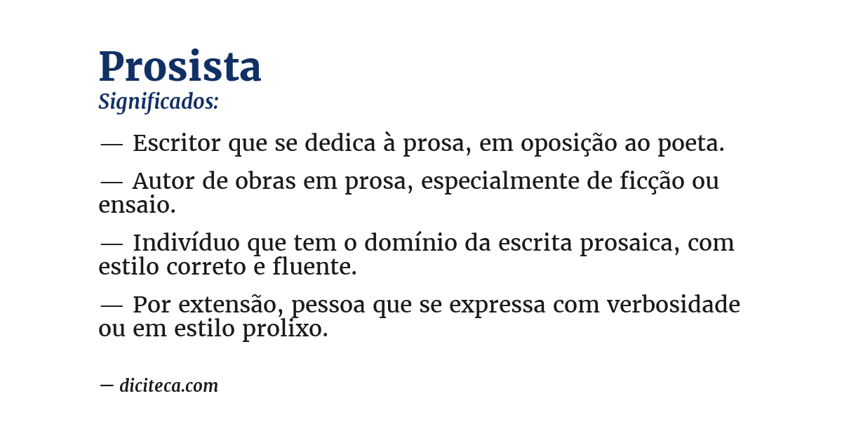 Significado de prosista
